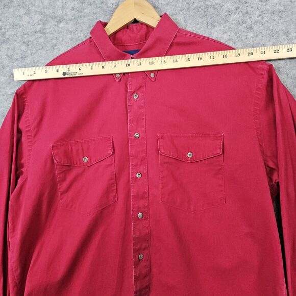 Wrangler Men's Shirt X-Long Tails Size 17.5-36 (XL) Red 100% Cotton Button Down - Picture 7 of 11